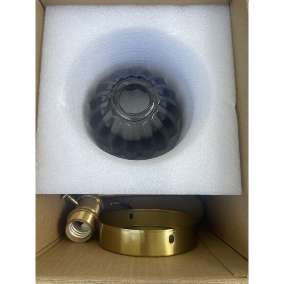 Sconce Tulip Shaped Smoked Colored Glass Shade Hard Wired Light Lamp - Picture 13 of 16